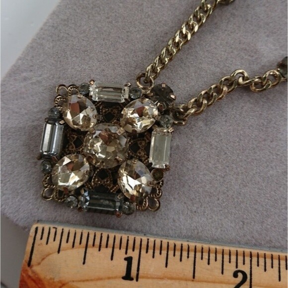 Loft Gold Necklace with Rhinestone Pendant - Picture 3 of 8